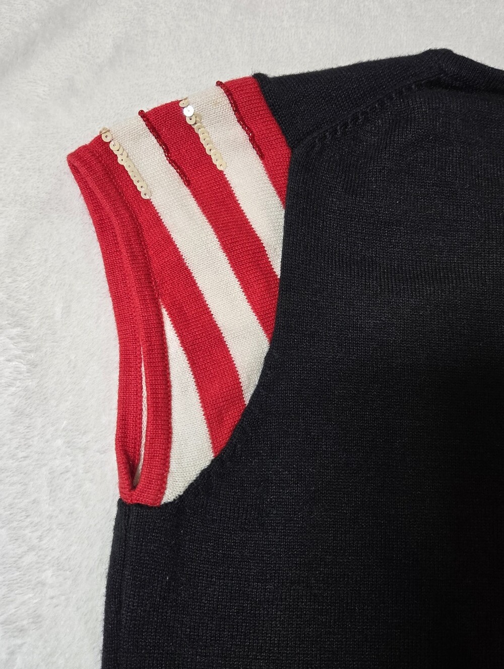Vintage Michael Simon American Flag Sweater Size Small Short Sleeves Sequins USA - Picture 7 of 14